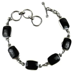 Handcrafted Mexican Alpaca Silver and Onyx Bracelet Artisana