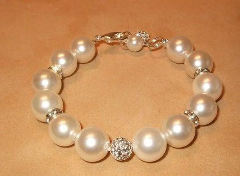 Handcrafted Mother of Pearl and Swarovski Crystal Bracelet