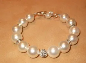 Handcrafted Mother of Pearl and Swarovski Crystal Bracelet