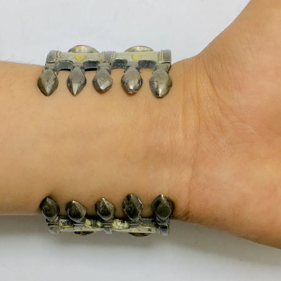 Handmade Handcuffs Inlaid with Glass Stones Bracelet