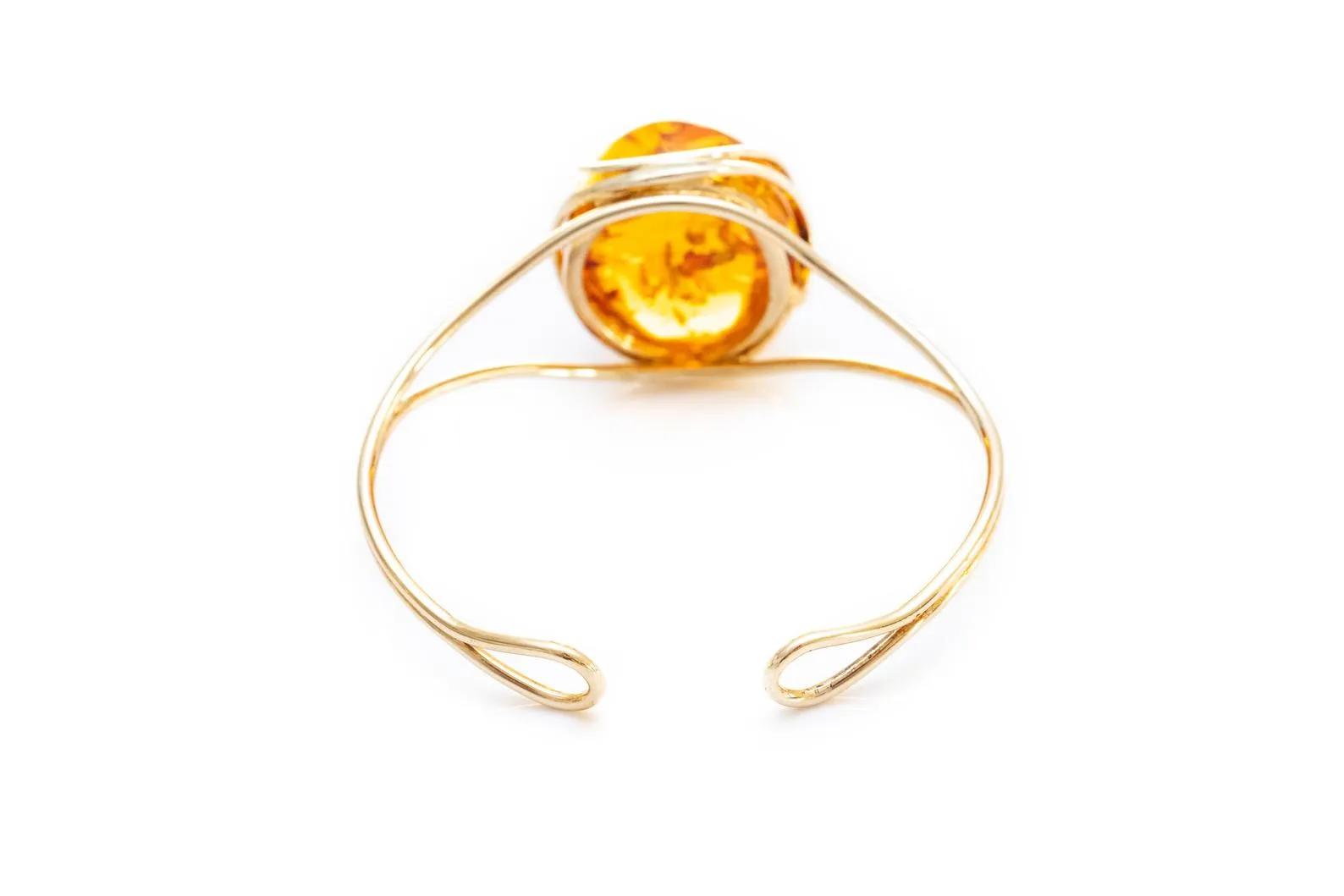 Handmade Minimal Gold Kissed Amber Bangle