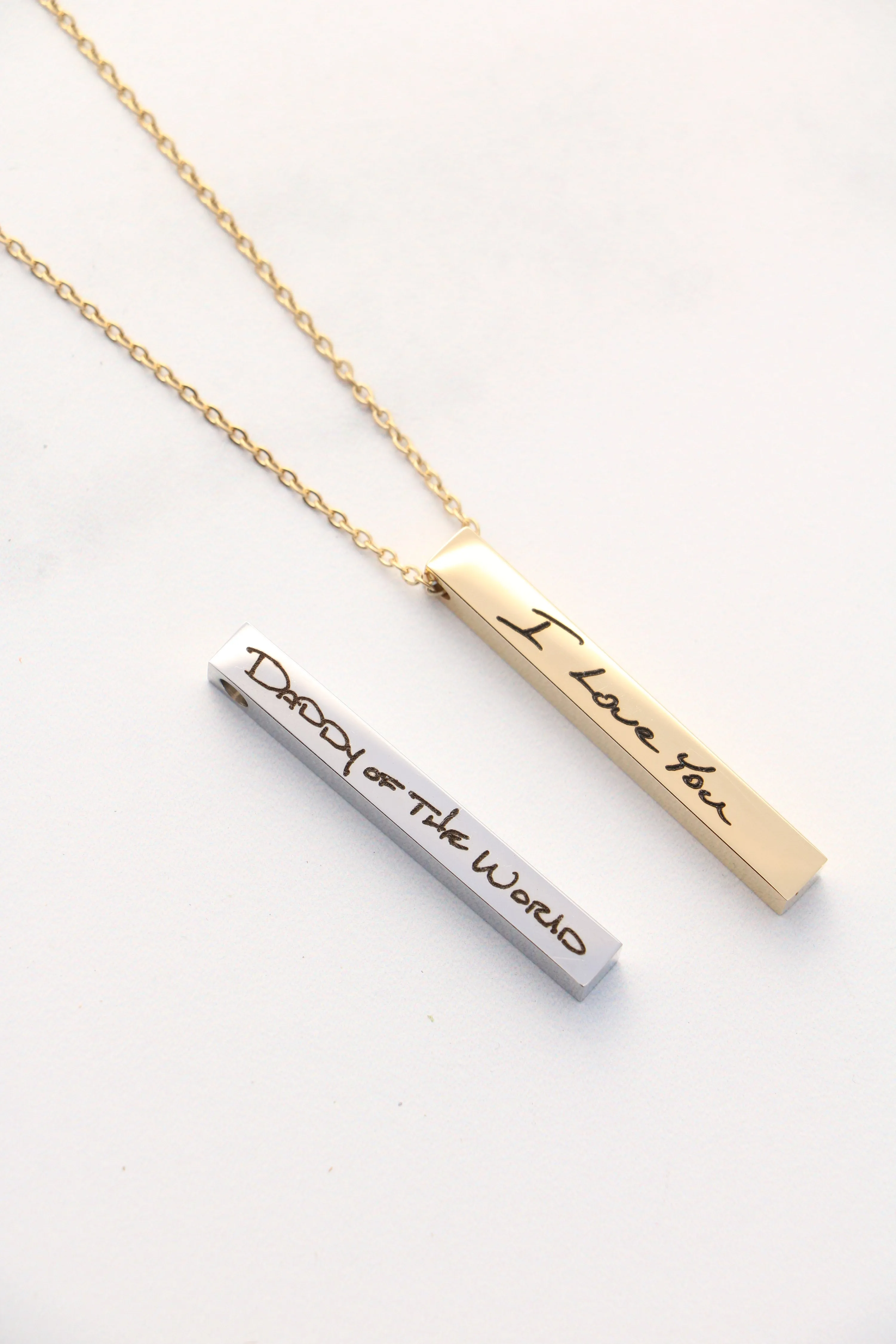 handwriting vertical bar { silver   gold }