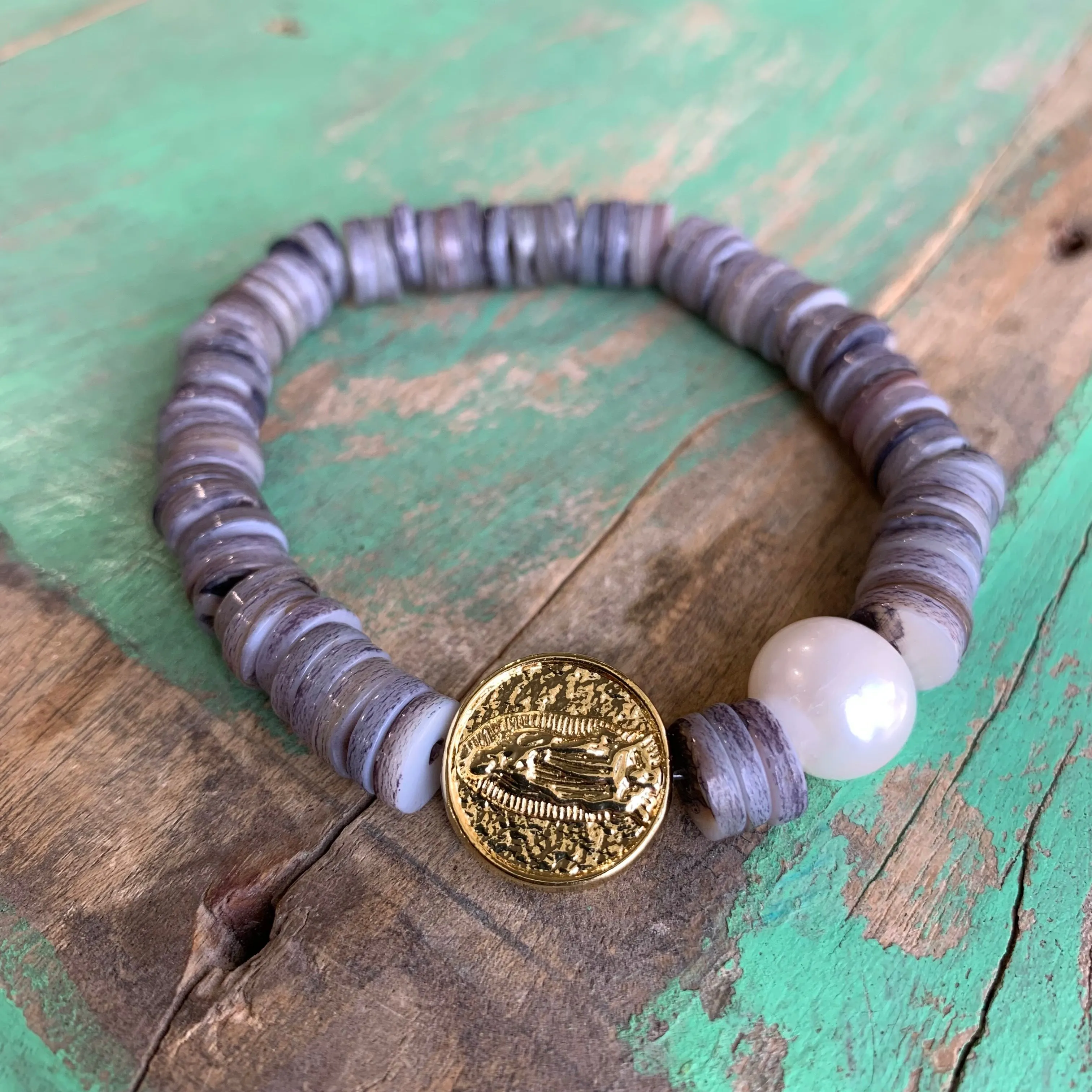 Heishi Shell and Pearl OLG Bracelet