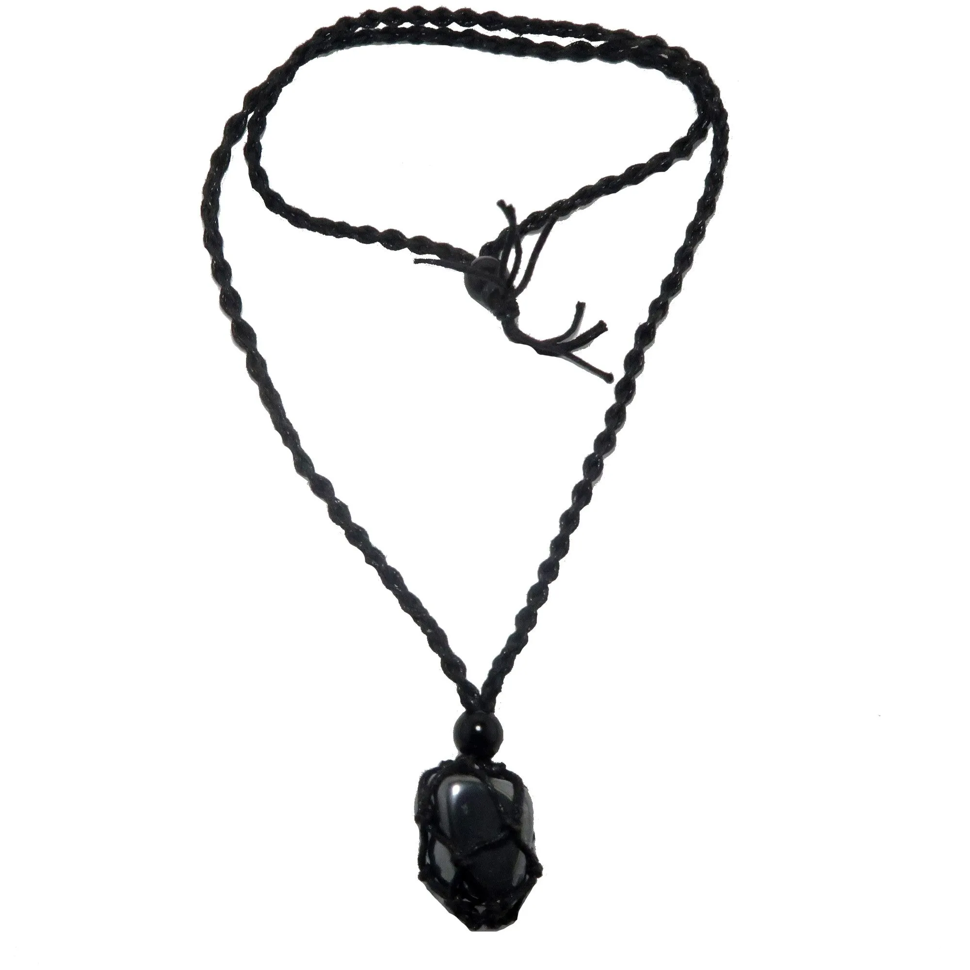Hematite Necklace Protector Stone Macrame