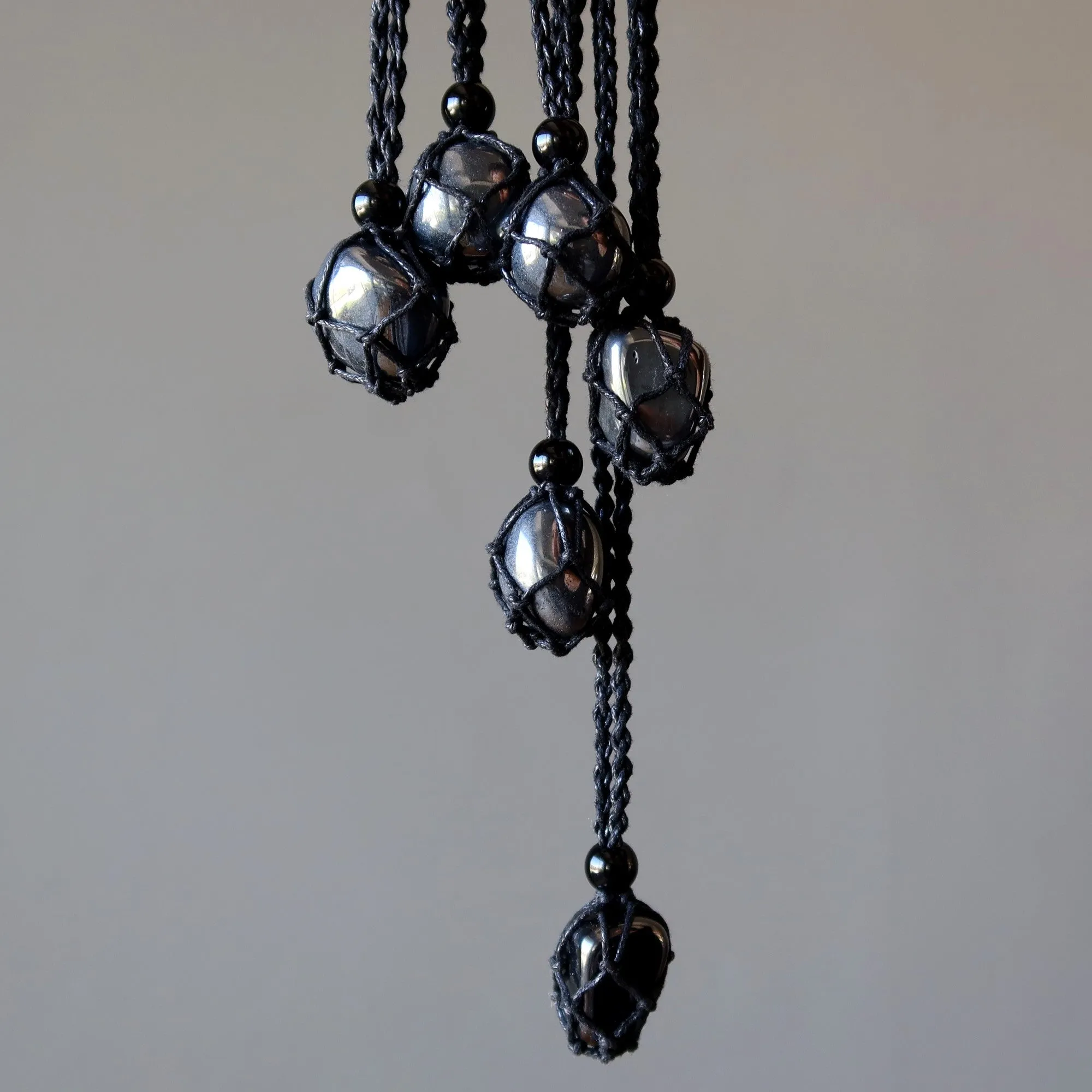Hematite Necklace Protector Stone Macrame