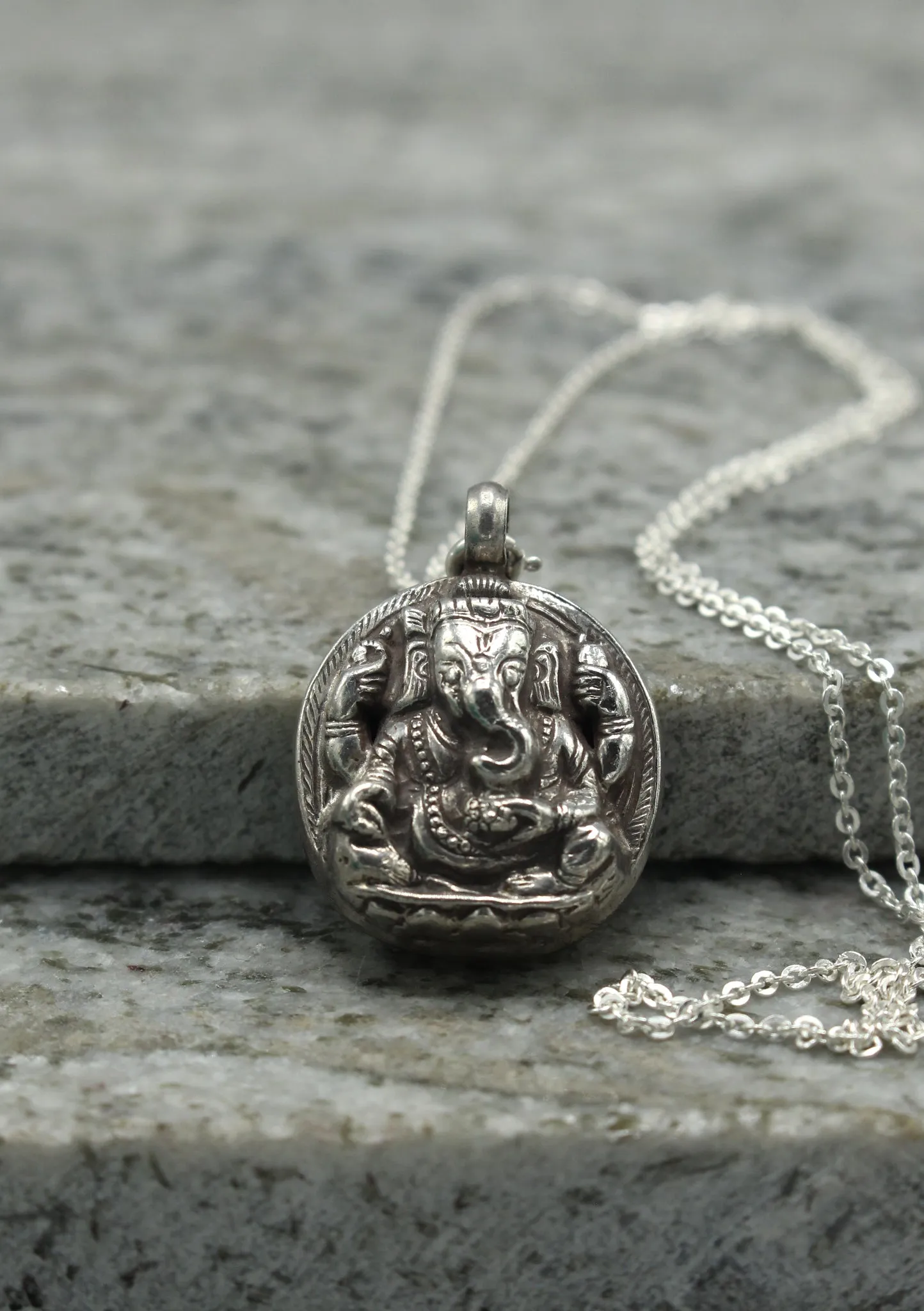 Hindu Lord Ganesha Sterling Silver 925 Pendant