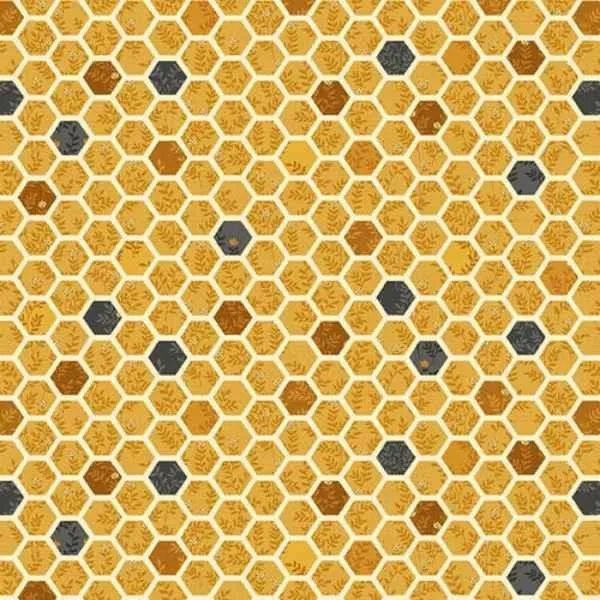 Honey Comb Texture Fabric in Gold Bloomin' Poppies Collection