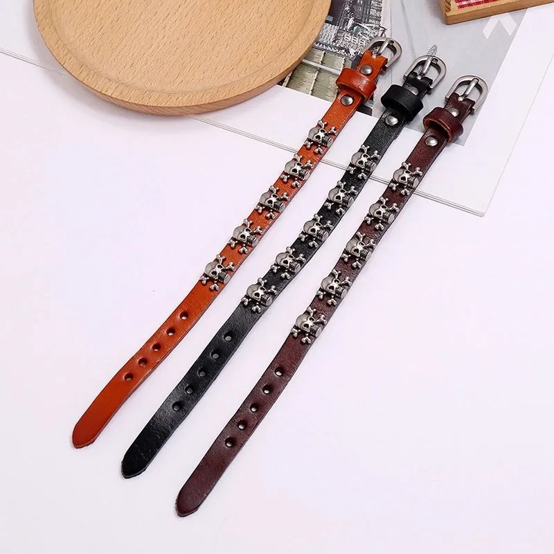 Hot-selling Skull Punk Style Simple Adjustable Men's Cowhide Bracelet Wholesale
