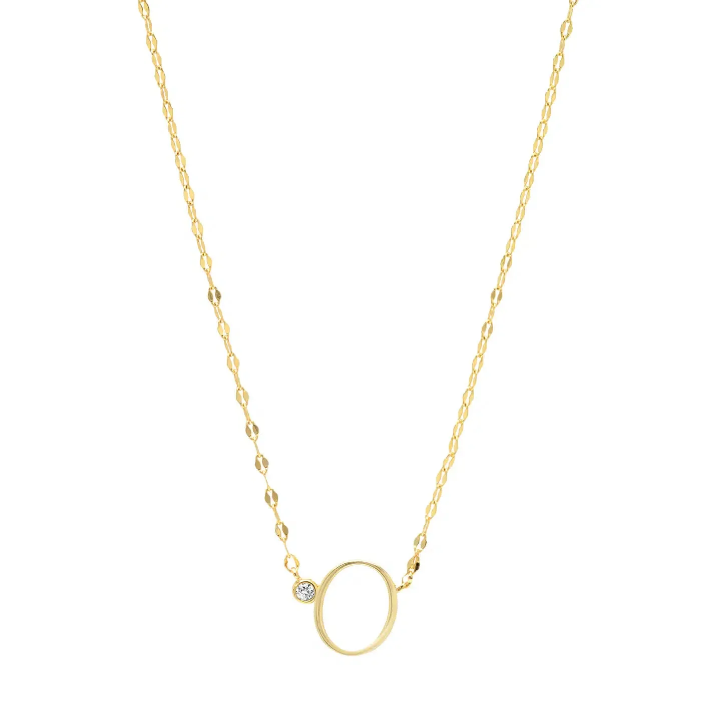Initial Letter Necklace with Zirconia Stone