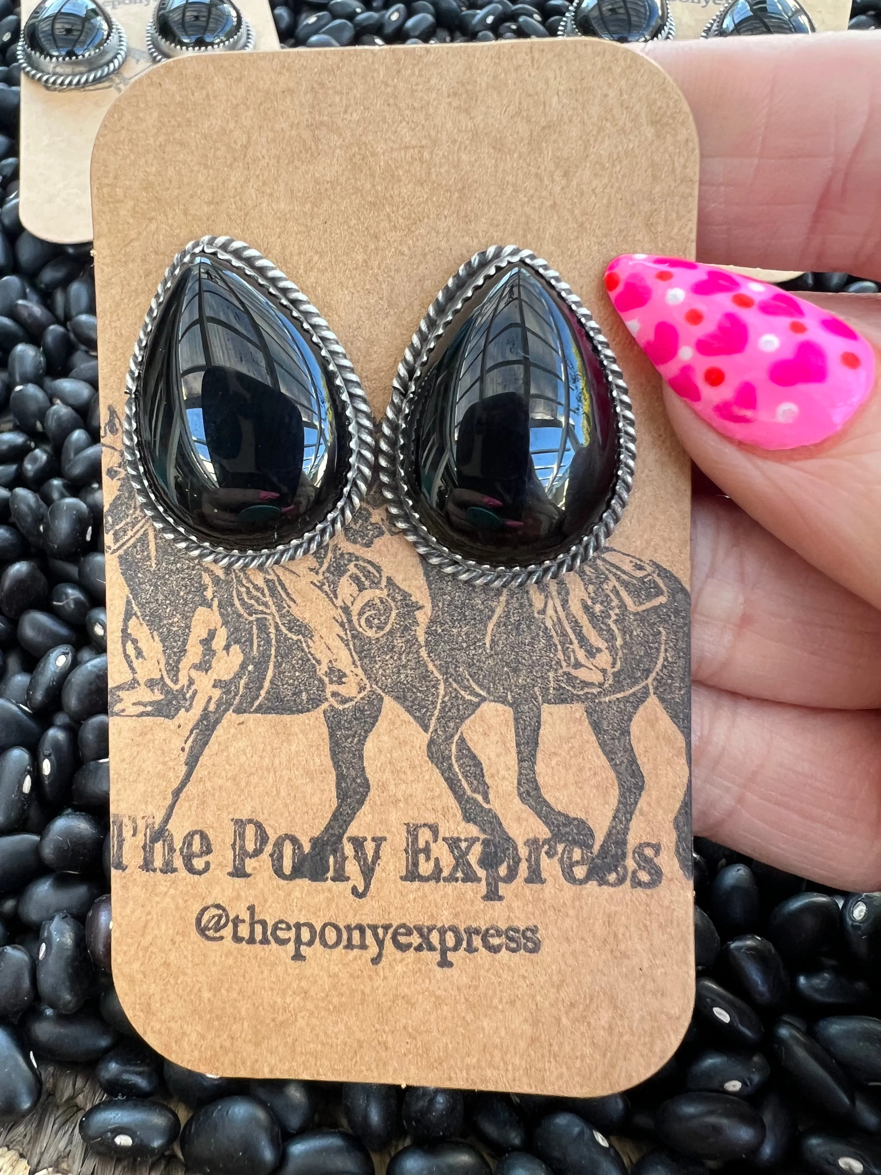 Ink Teardrop Onyx Earrings