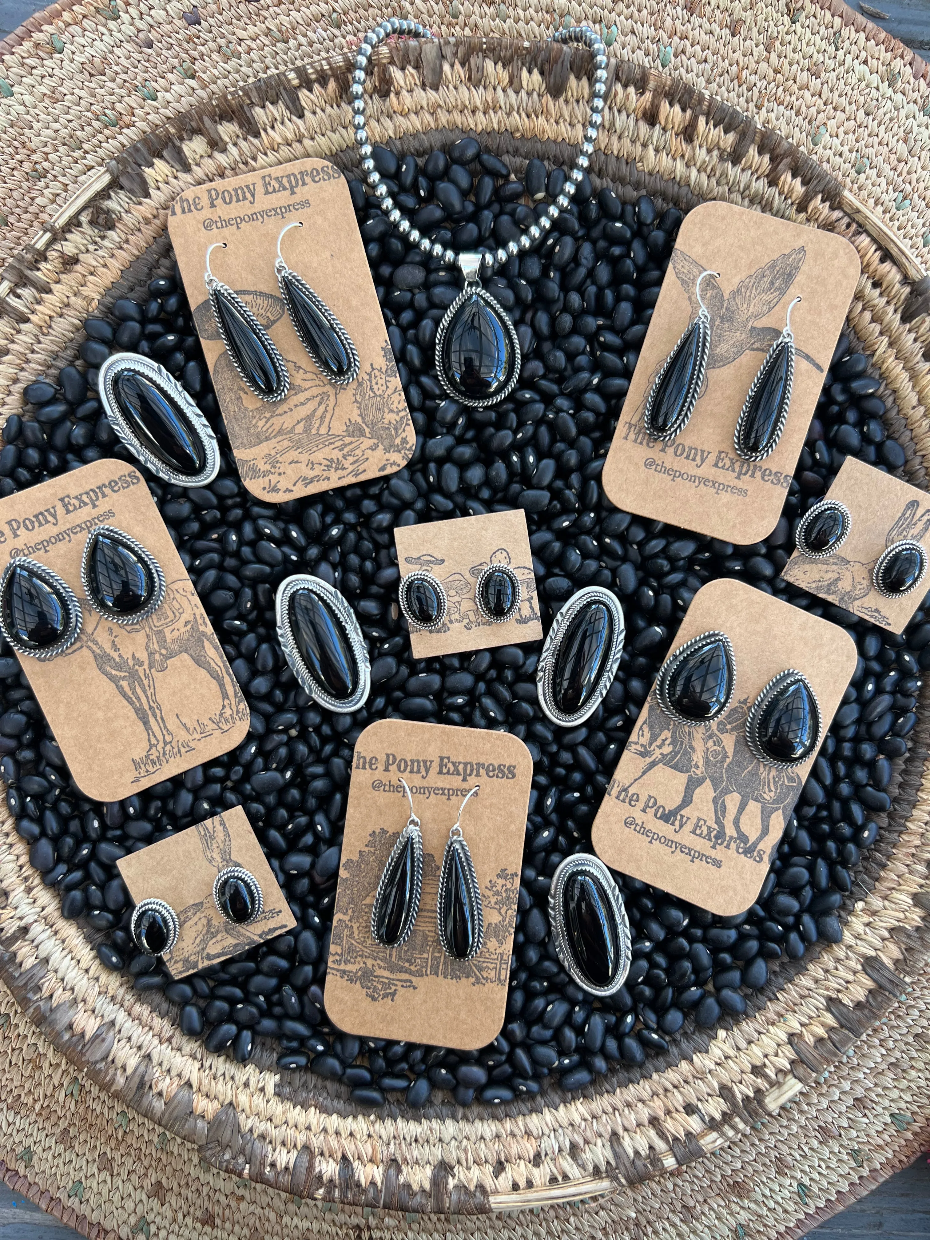 Ink Teardrop Onyx Earrings