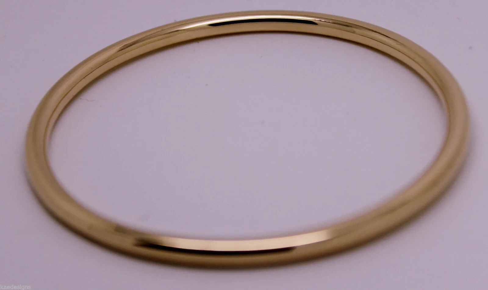 Kaedesigns New Genuine 9ct Full Solid Yellow, Rose or White Gold 4mm Wide Golf Bangle 65mm