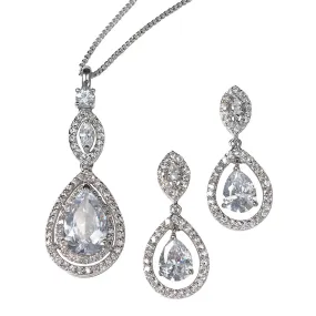 Keira Cubic Zirconia Bridal Earring and Pendant Set