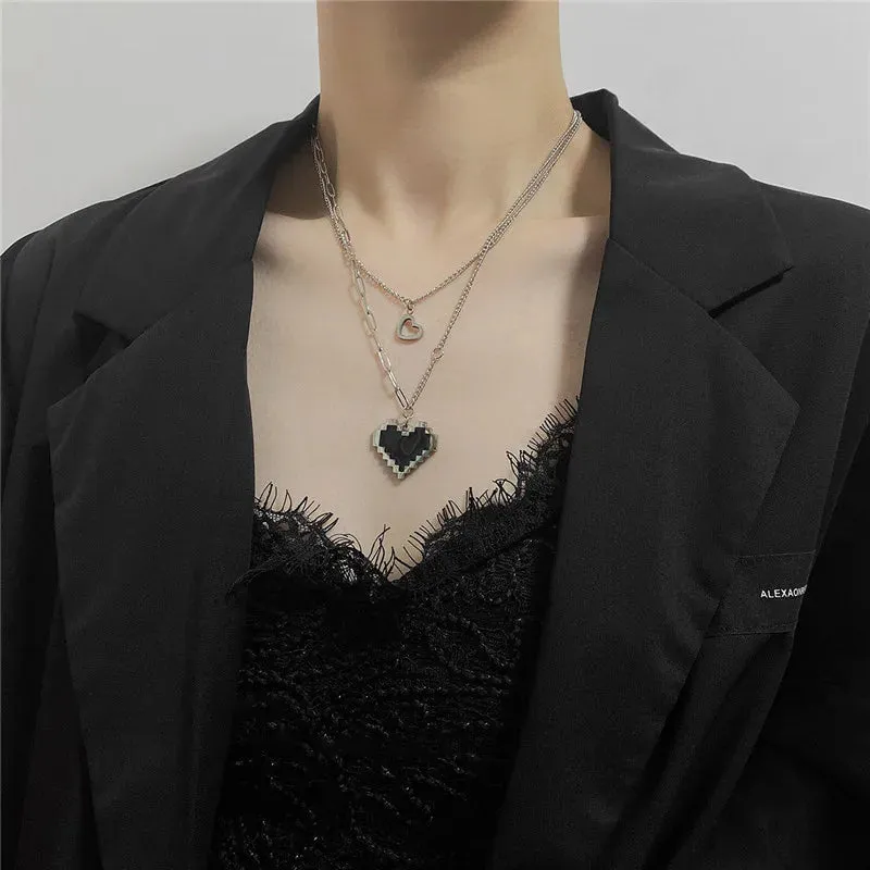 Korean Stainless Steel Choker Layered Necklace Women Punk Trendy Dainty Chain Statement Pendant Hip Hop Jewelry