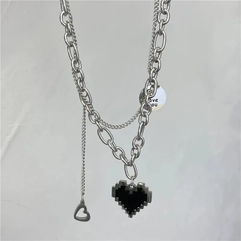 Korean Stainless Steel Choker Layered Necklace Women Punk Trendy Dainty Chain Statement Pendant Hip Hop Jewelry