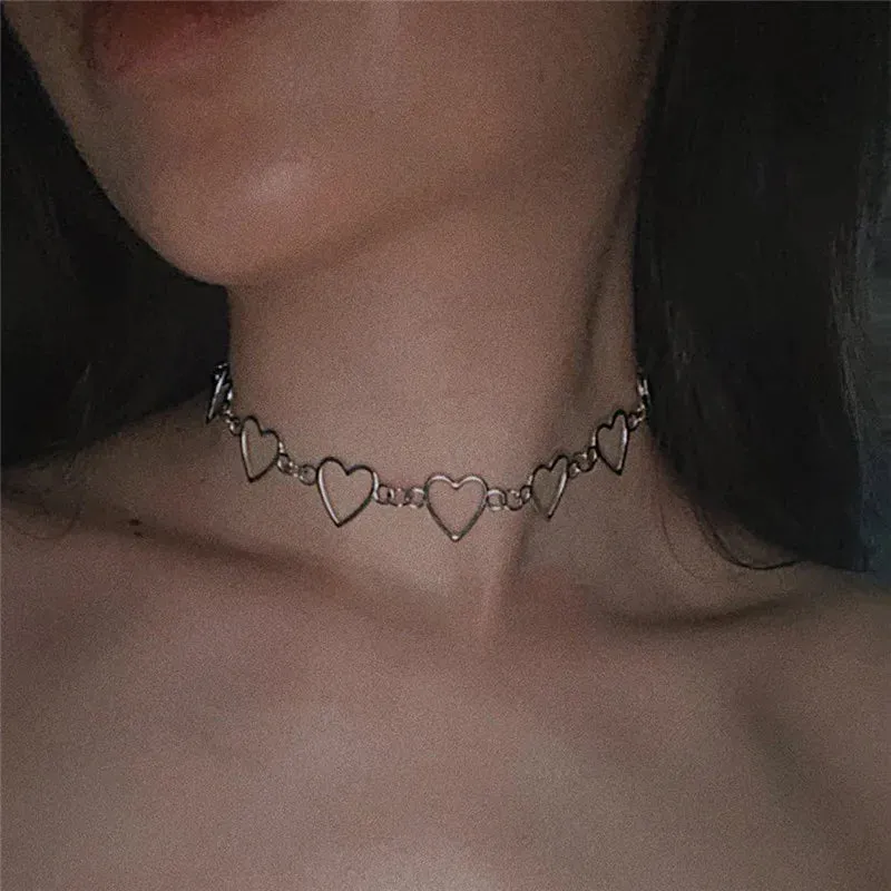 Korean Stainless Steel Choker Layered Necklace Women Punk Trendy Dainty Chain Statement Pendant Hip Hop Jewelry