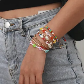 Ladies Bohemian Color Beaded Bracelet Set