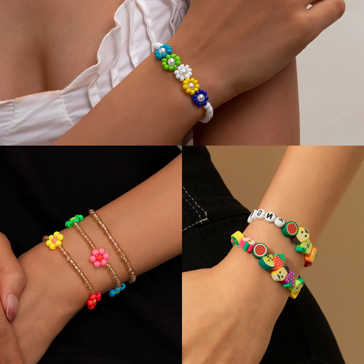 Ladies Bohemian Color Beaded Bracelet Set