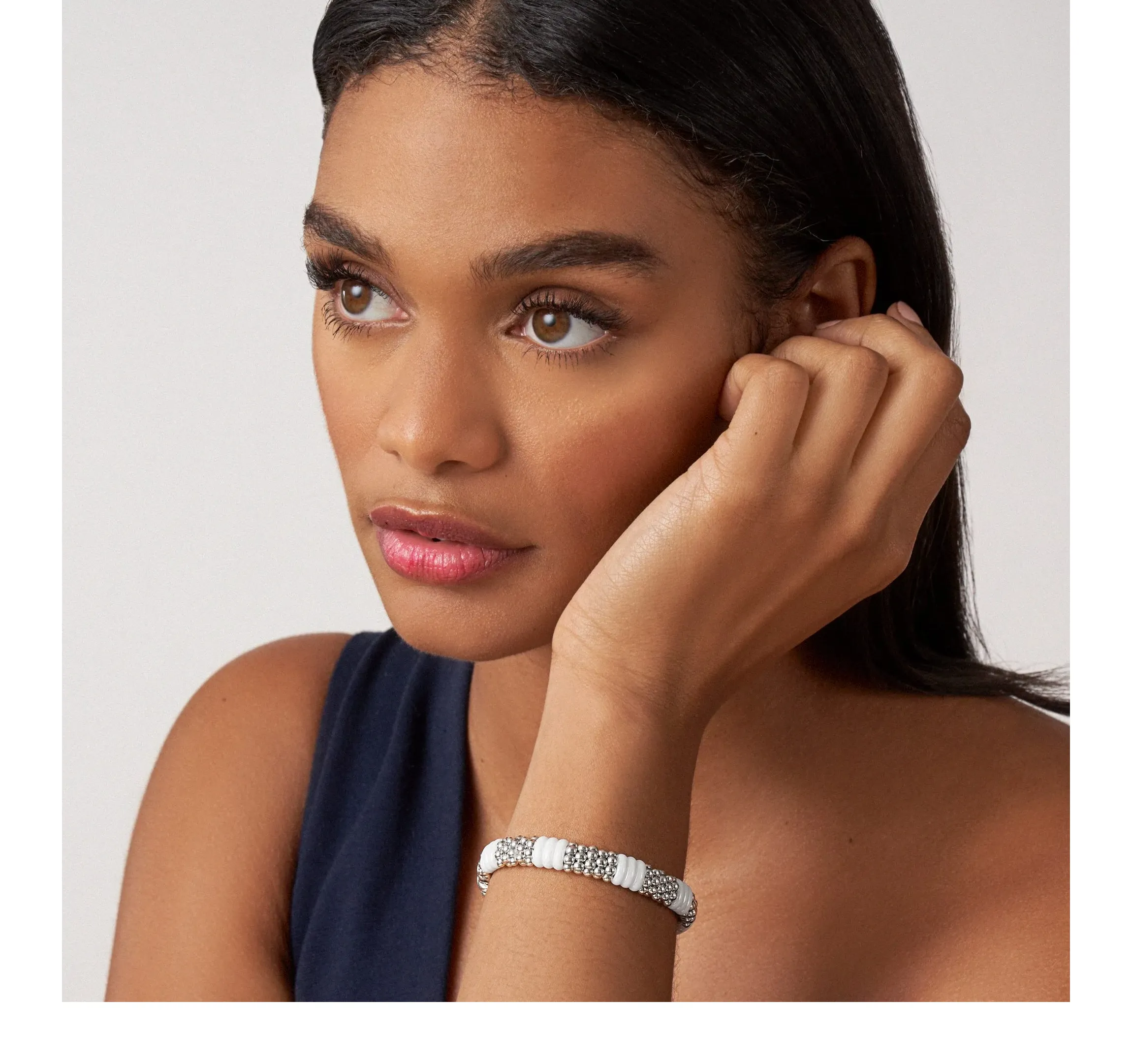 LAGOS White Caviar Silver Ceramic Beaded Bracelet