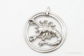 Large Vintage Designer Van Dell Scorpion Scorpio Sterling Silver Pendant