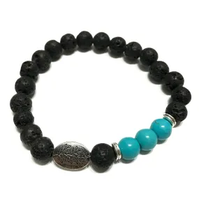 Lava Stone Bracelet - Leaf Turquoise | Aromatherapy & Style | Buy Now at Ancient Wisdom