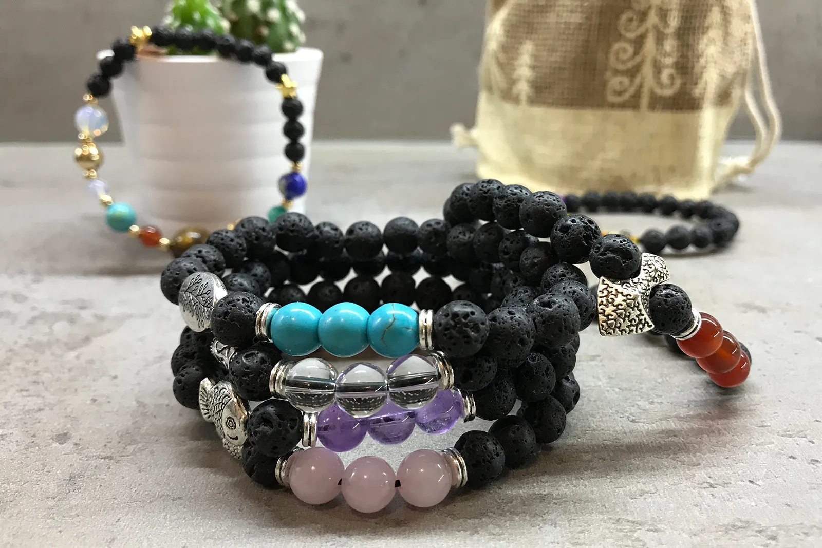 Lava Stone Bracelet - Leaf Turquoise | Aromatherapy & Style | Buy Now at Ancient Wisdom