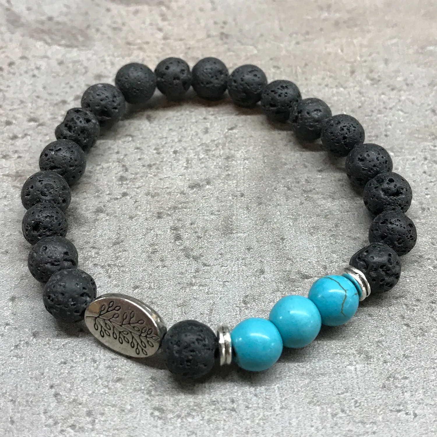 Lava Stone Bracelet - Leaf Turquoise | Aromatherapy & Style | Buy Now at Ancient Wisdom