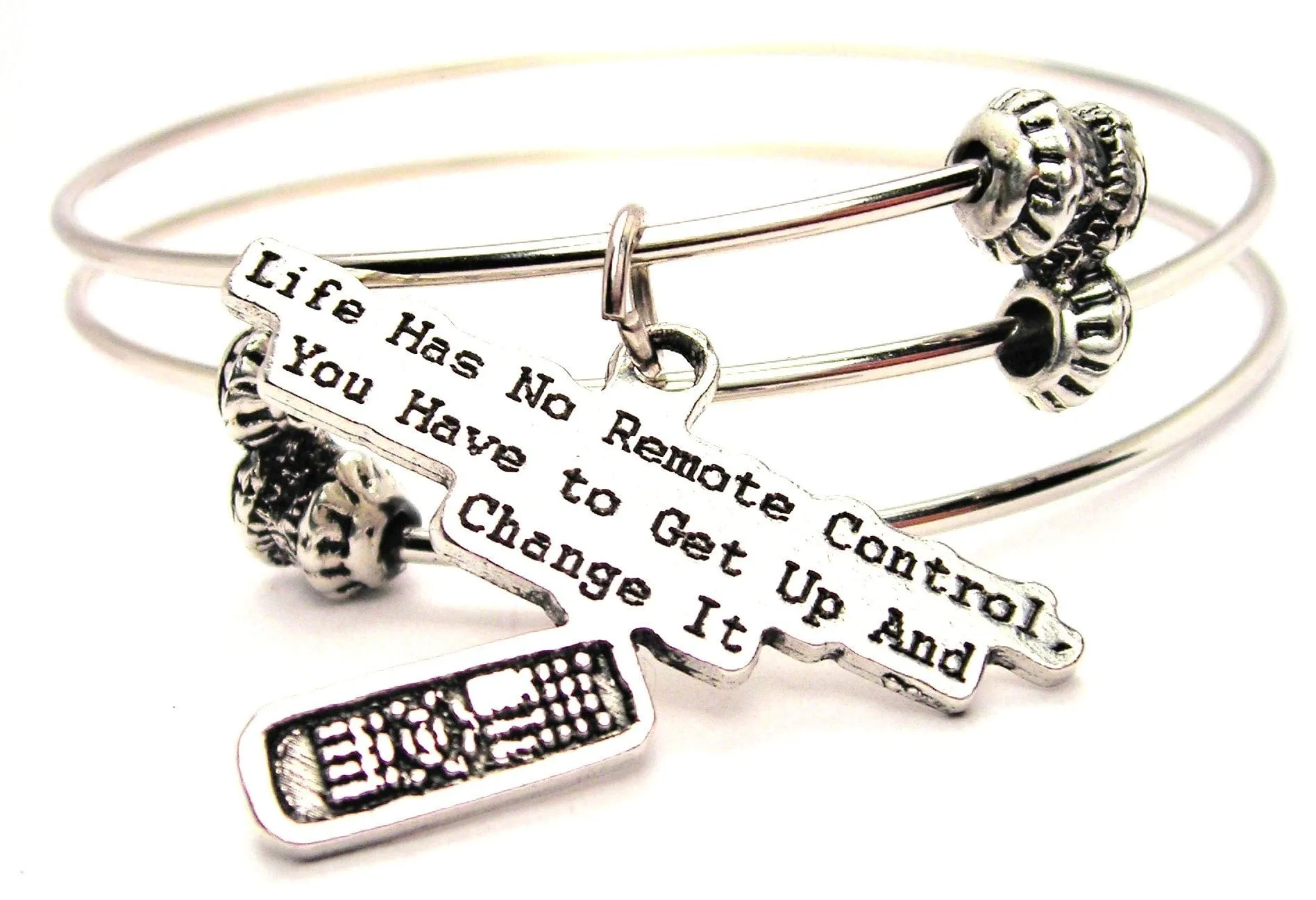 Life Has No Remote Control You Have To Get Up And Change It Triple Style Expandable Bangle Bracelet