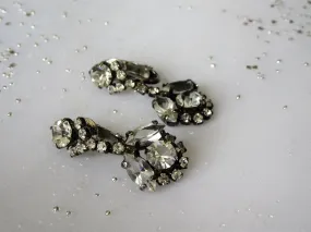 LOVELY Art Deco Crystal and Rhinestones Drop Earrings,Flapper Gatsby Era Jewelry, Sparkling Cut Stones, Collectible Vintage Jewelry