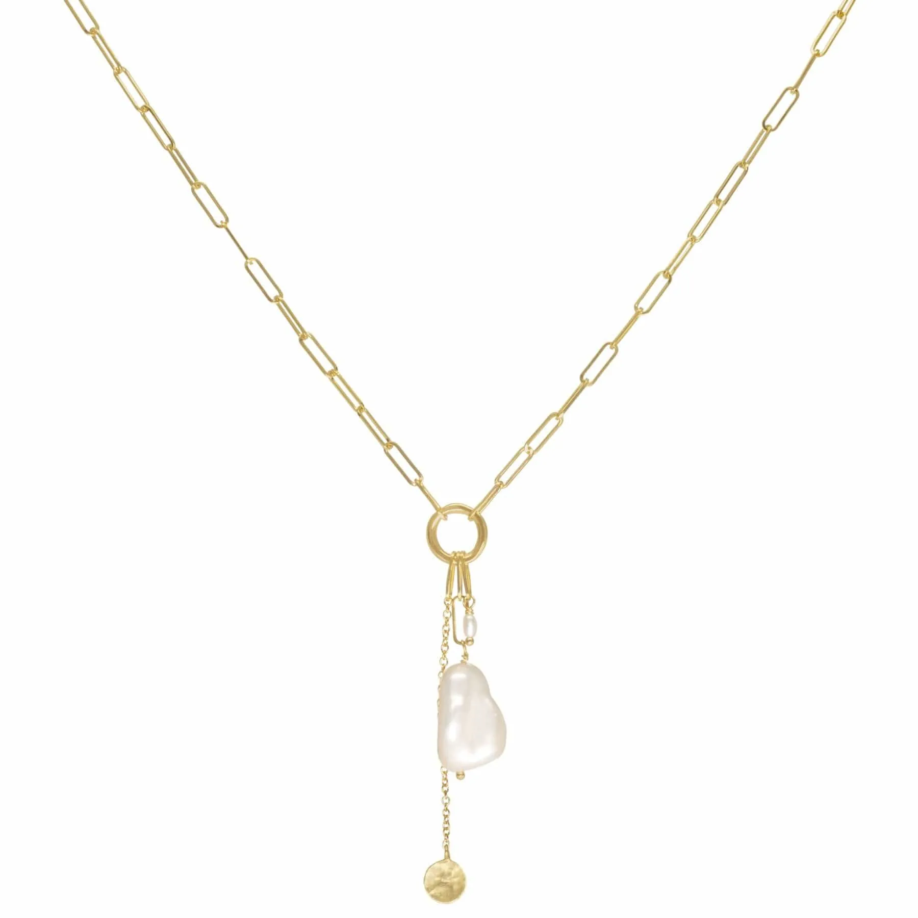 'Luna' Paperclip and Keshi Nugget Necklace