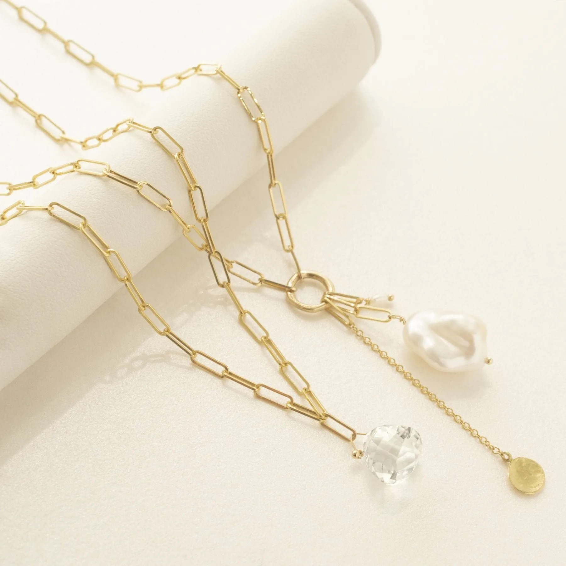 'Luna' Paperclip and Keshi Nugget Necklace