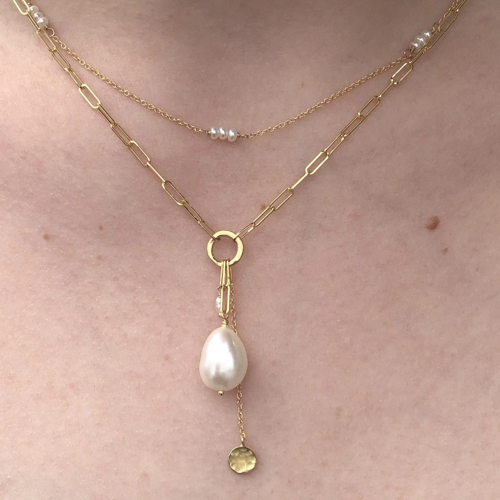 'Luna' Paperclip and Keshi Nugget Necklace