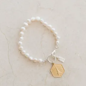 Maeve Pearl Bracelet | Eiffel Tower Charm & Freshwater Pearls | By Pearly Girls