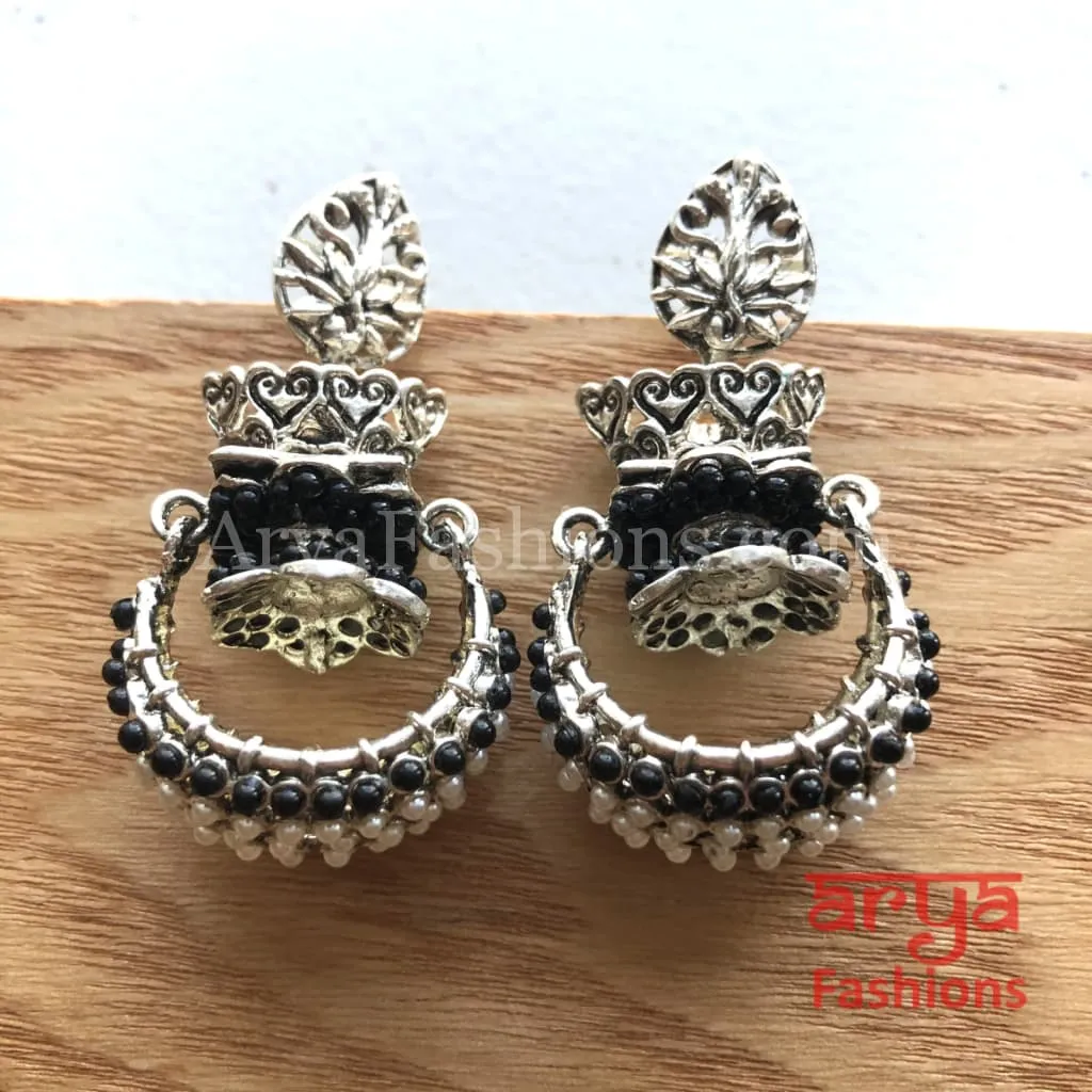 Mahi Silver Basket Style Earrings with colorful beads
