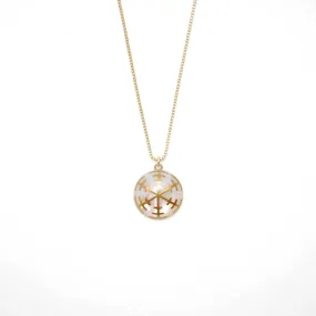 Maki-e Urushi Lacquer Pendant Necklace - White South Sea Pearl Shell / Snowflake -, Traditional Japanese Urushi Lacquer Jewelry