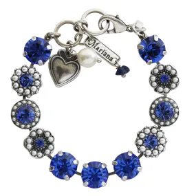 Mariana "Blue Royale" Silver Plated Lovable Rosette Crystal Bracelet, 4084 M48206