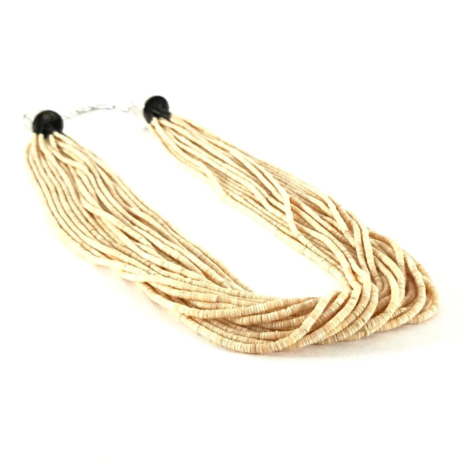 Melon Shell 19 Strand Heishi Necklace