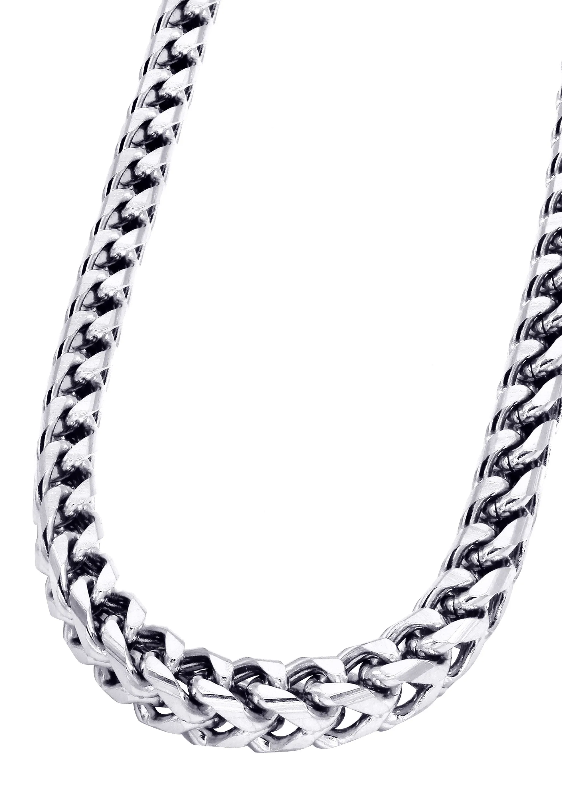 Mens White Gold Solid Franco Chain