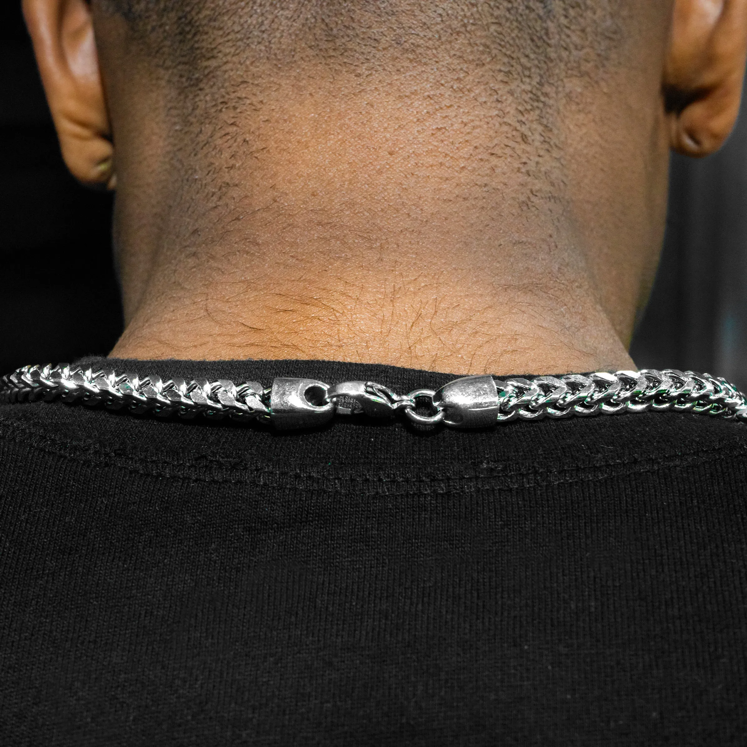 Mens White Gold Solid Franco Chain