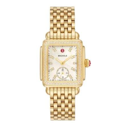 Michele Deco Mid 18K Gold Plated Diamond Watch