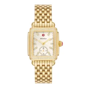 Michele Deco Mid 18K Gold Plated Diamond Watch