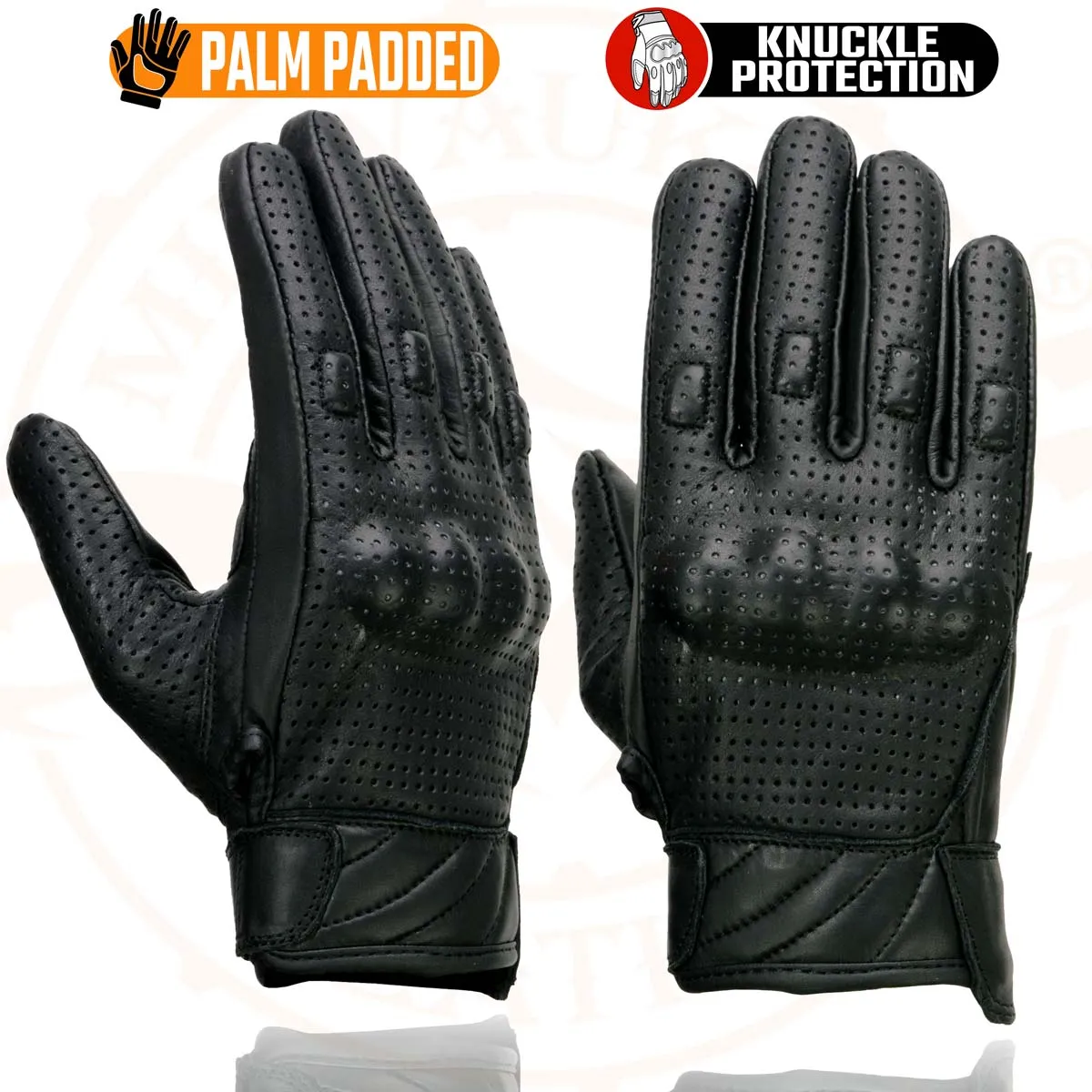 Milwaukee Leather MG7500 Men's Black Perforated Leather Gel Padded