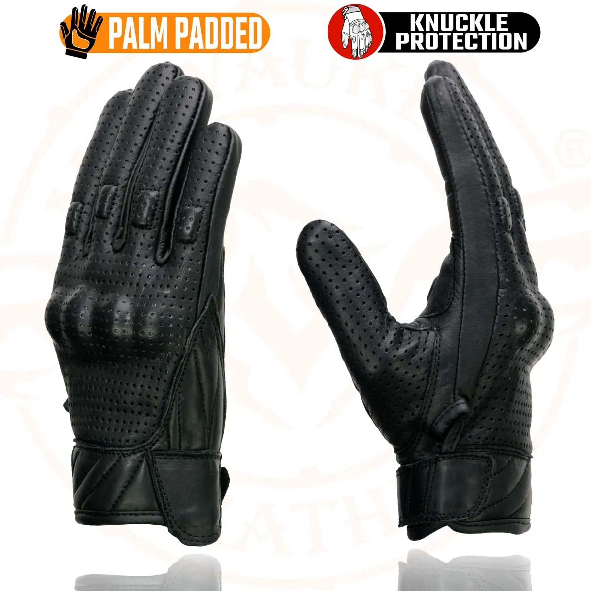 Milwaukee Leather MG7500 Men's Black Perforated Leather Gel Padded
