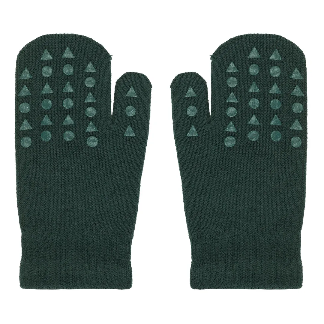 Mittens with non-slip grip for babies and toddlers - Merino Wool - Forest Green