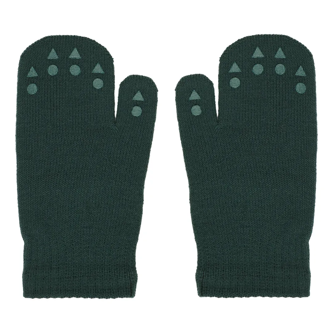 Mittens with non-slip grip for babies and toddlers - Merino Wool - Forest Green