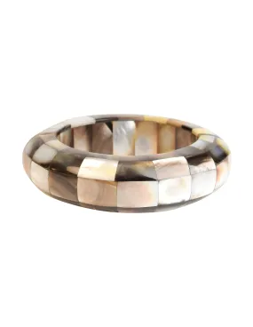 Monies Vintage Multi Tone Mother of Pearl Statement Bangle Bracelet
