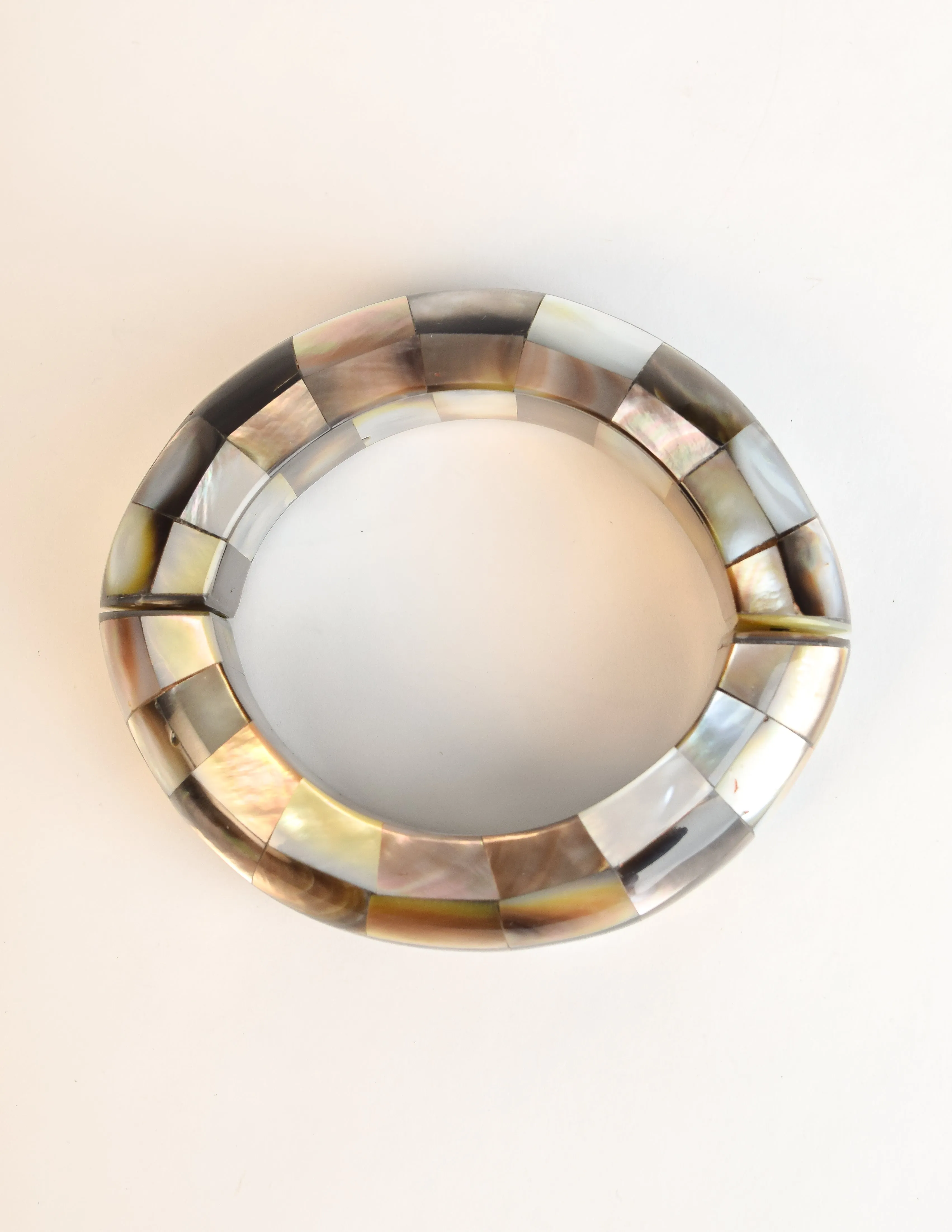 Monies Vintage Multi Tone Mother of Pearl Statement Bangle Bracelet