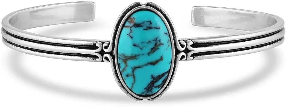 Montana Silversmiths Western Lifestyle Turquoise Cuff Bracelet (Oasis Waters Oval)