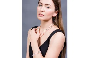 Multi-Color Triple Strand Freshwater Pearl Necklace and Bracelet Set 6-7mm