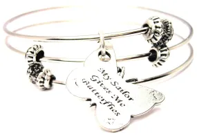 My Sailor Gives Me Butterflies Triple Style Expandable Bangle Bracelet